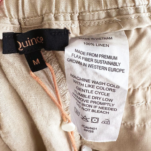 Quince Womens Wide Leg 100% Linen Pants Medium Pull-On Pockets Lagenlook Resort - Picture 5 of 5